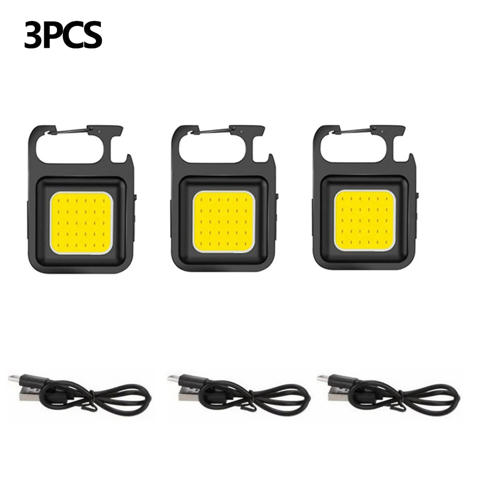 Super Bright Mini COB Keychain Portable Light Flashlight Charging Lamp Camping Lights with Magnet 4 Lighting Modes Forwork Light