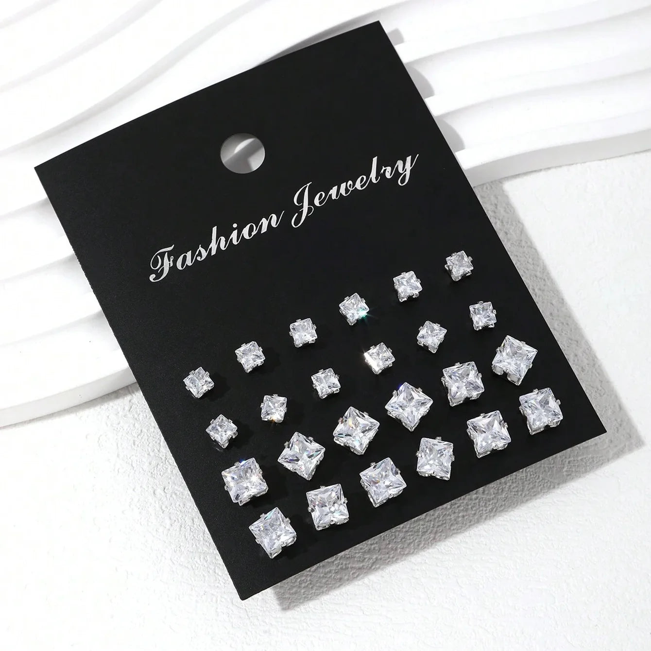 12 Pairs of Luxurious, Simple, Shiny, and Caring Zirconia Decorative Earrings Are Suitable for Gifts to Parties,And Couples