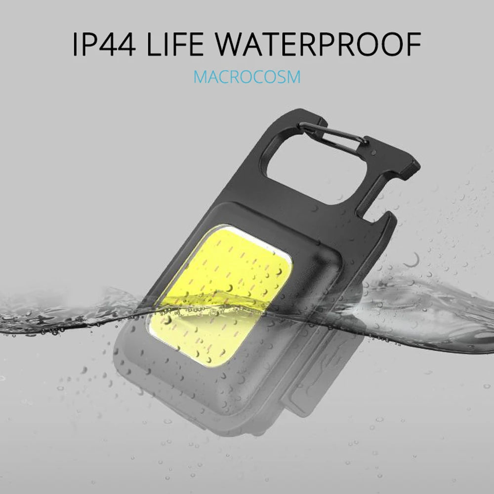 Super Bright Mini COB Keychain Portable Light Flashlight Charging Lamp Camping Lights with Magnet 4 Lighting Modes Forwork Light