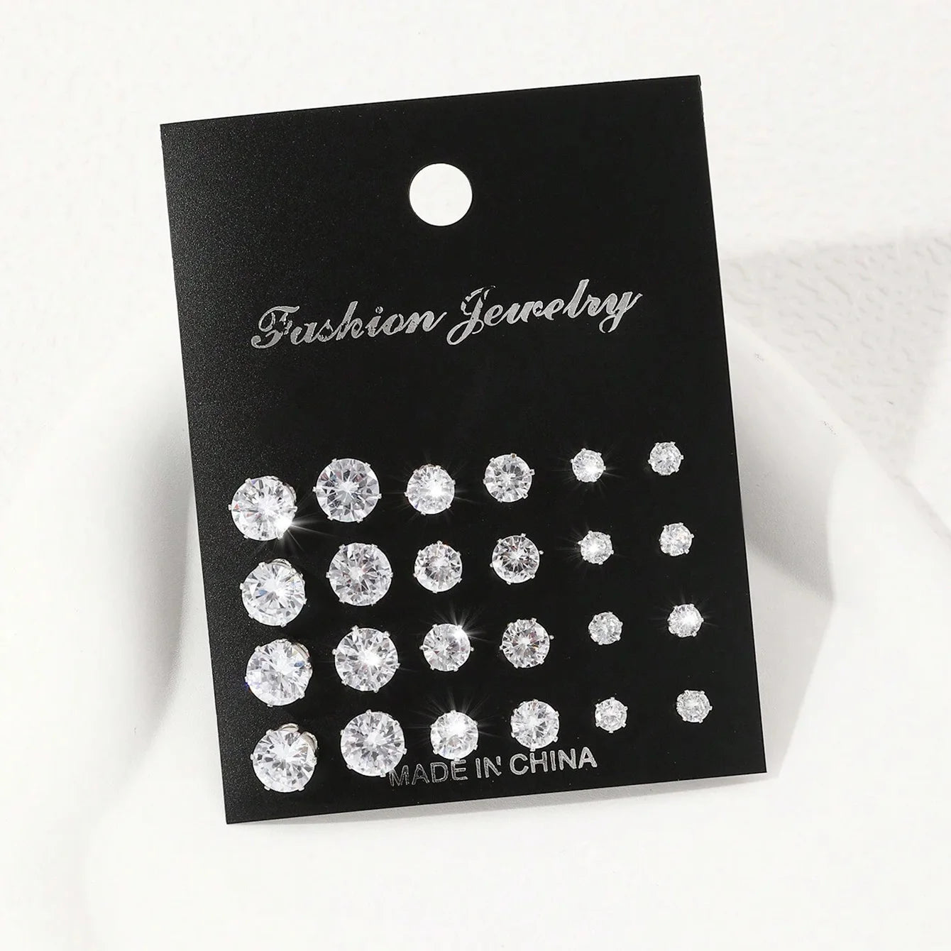 12 Pairs of Luxurious, Simple, Shiny, and Caring Zirconia Decorative Earrings Are Suitable for Gifts to Parties,And Couples