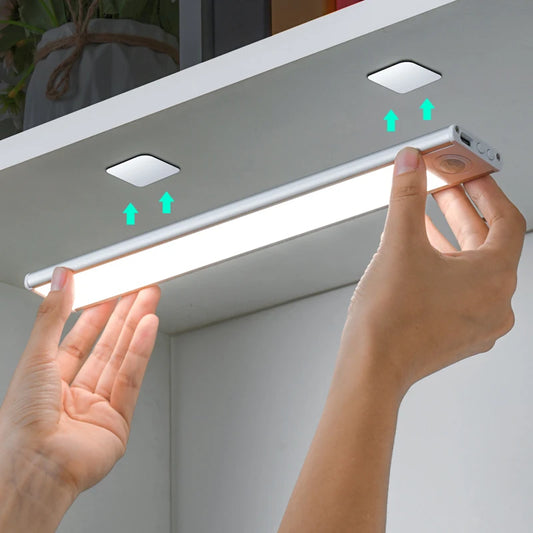 LED Night Light Motion Sensor Wireless USB Cabinet Night Light Wardrobe Lamp for Kitchen Cabinet Bedroom Wardrobe 20/30/40/60CM
