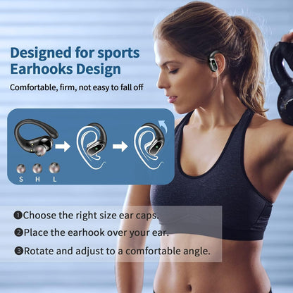 2025 Bluetooth 5.4 Wireless Earbuds - Sport-Ready, ENC Noise Cancelling Mic, 50H Playtime, IP7 Waterproof, Dual LED Display, Perfect for Workouts and Running