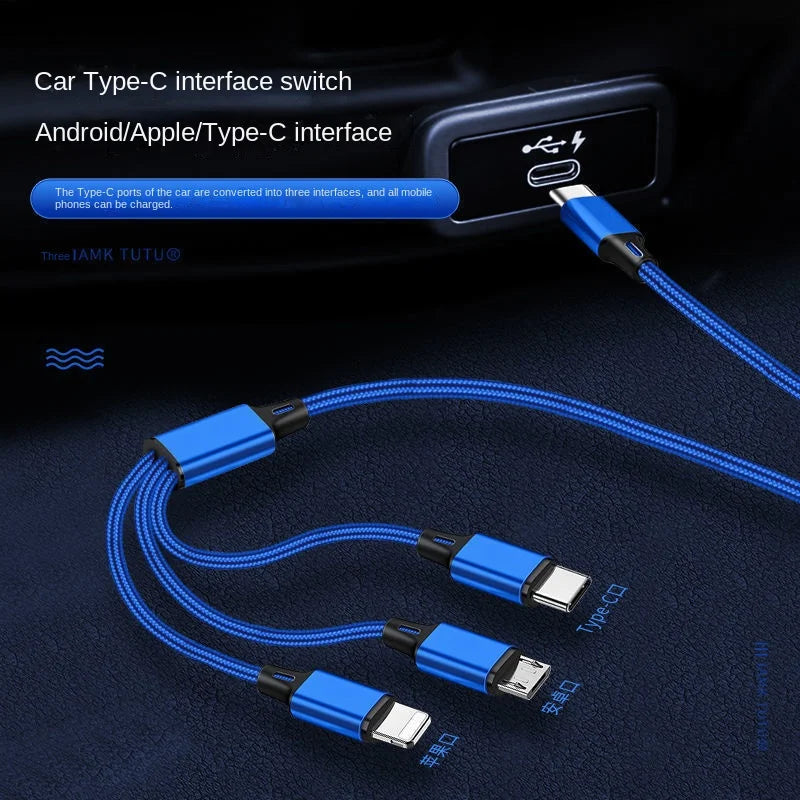Type-C Three-In-One Charging Line PD One-Minute Three-Vehicle Fast Charging Line