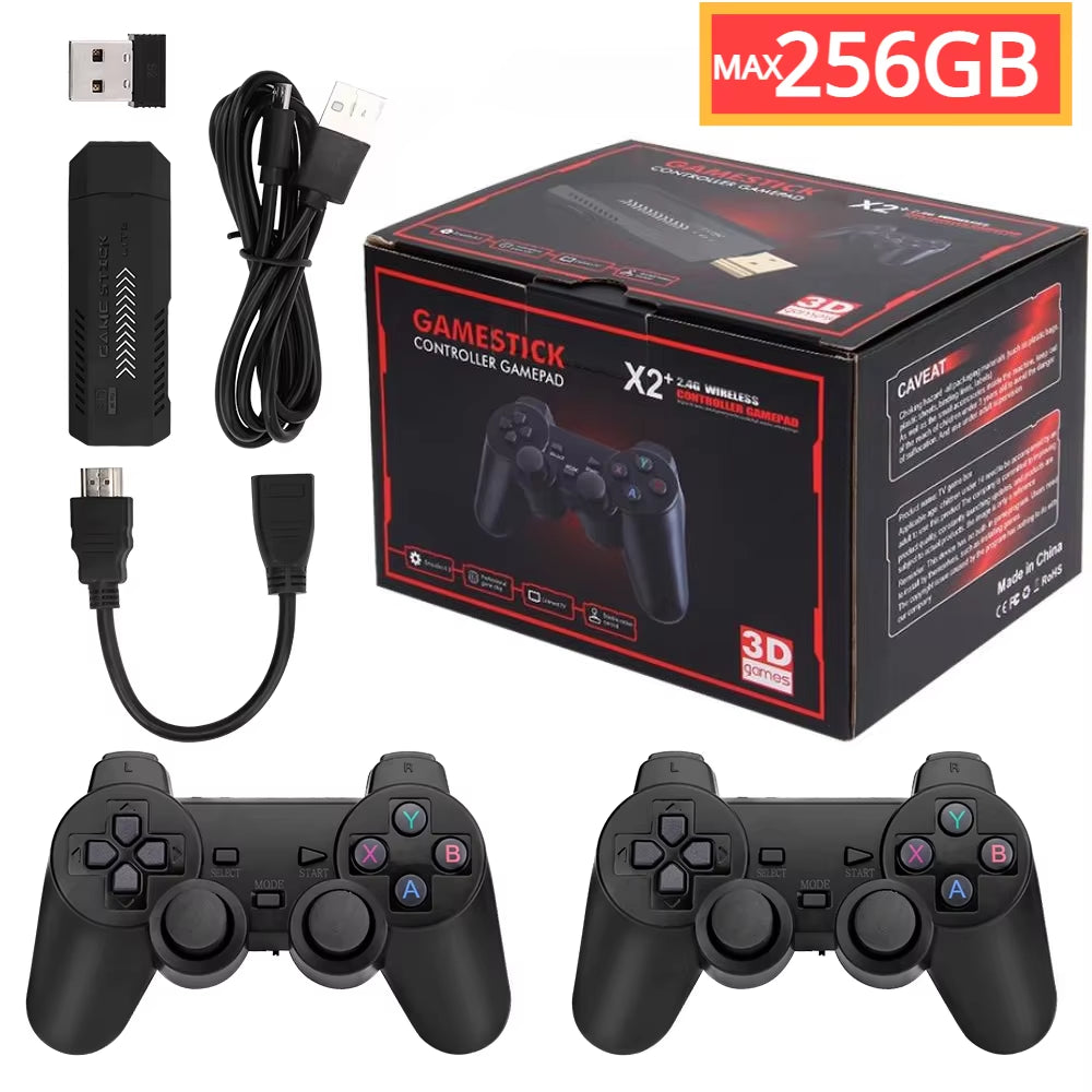 256G 58,000 Games GD10 plus Game Stick 4K HD Video Game Console 2.4G Double Wireless Controller Game Stick for N64/PSP/PS1/GBA