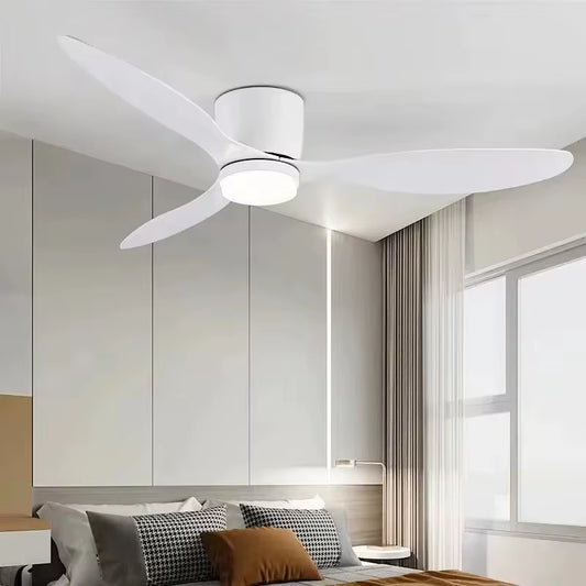 42 52 Inch Ceiling Fans with Lights Led 3 Color 6 Speeds DC Motor Fans Remote Control Low Floor Decorative Fans with Lighting