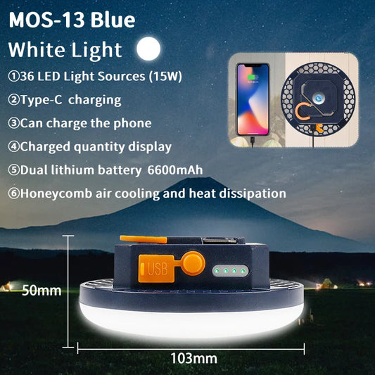 MOSLIGHTING 9900Mah Rechargeable Powerful Light Camping Lantern with Magnet Strong Light Portable Flashlight Tent Lamp Work LED