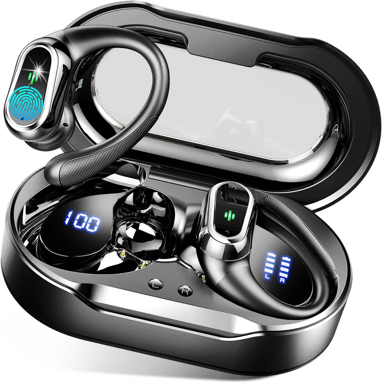 2025 Bluetooth 5.4 Wireless Earbuds - Sport-Ready, ENC Noise Cancelling Mic, 50H Playtime, IP7 Waterproof, Dual LED Display, Perfect for Workouts and Running