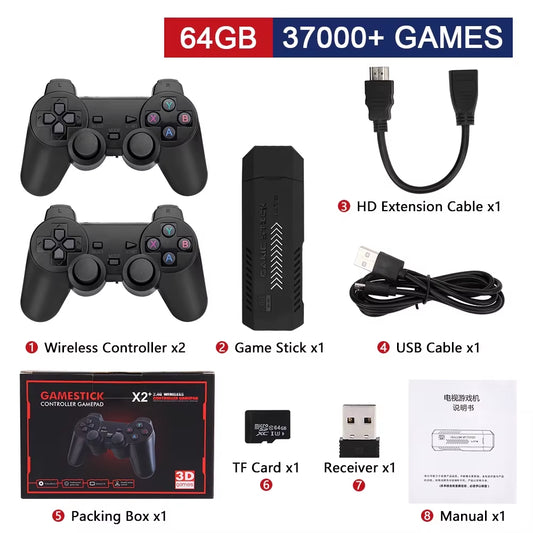 256G 58,000 Games GD10 plus Game Stick 4K HD Video Game Console 2.4G Double Wireless Controller Game Stick for N64/PSP/PS1/GBA