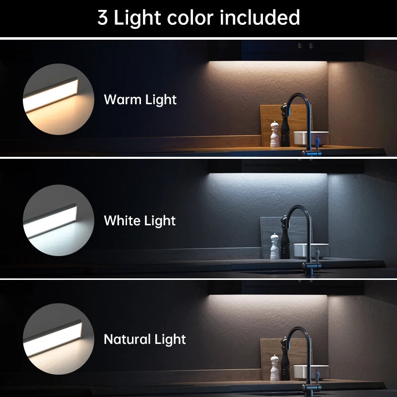 LED Night Light Motion Sensor Wireless USB Cabinet Night Light Wardrobe Lamp for Kitchen Cabinet Bedroom Wardrobe 20/30/40/60CM