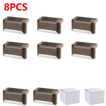 Warm White LED Solar Step Lamp Path Stair Outdoor Garden Lights Waterproof Balcony Light Decoration for Patio Stair Fence Light
