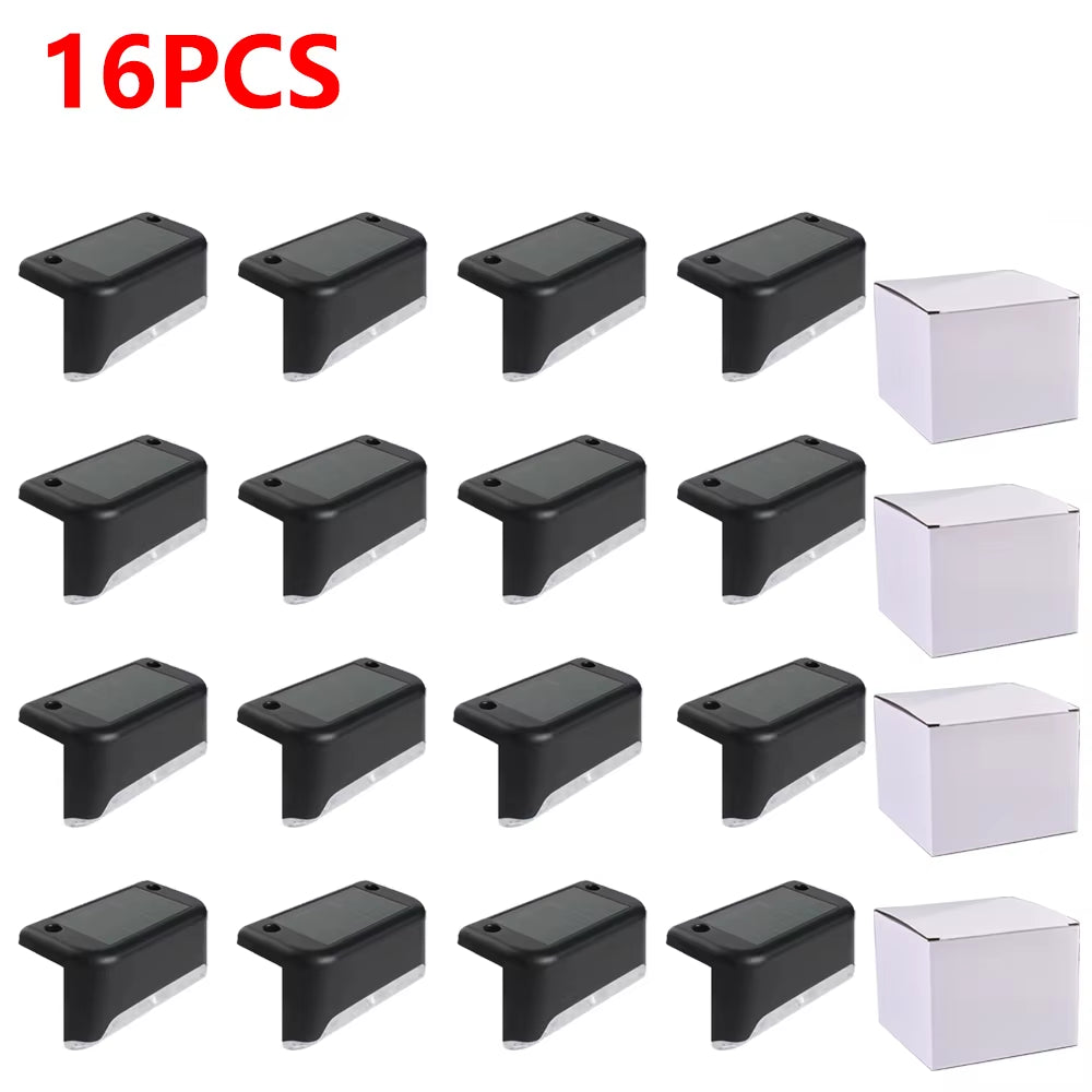 Warm White LED Solar Step Lamp Path Stair Outdoor Garden Lights Waterproof Balcony Light Decoration for Patio Stair Fence Light