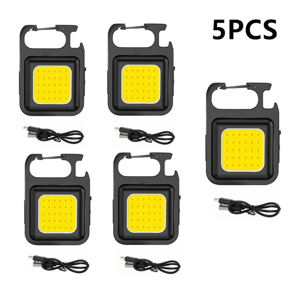Super Bright Mini COB Keychain Portable Light Flashlight Charging Lamp Camping Lights with Magnet 4 Lighting Modes Forwork Light