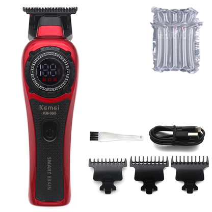 KM-999 Hair Trimmer for Men DLC T-Blade Zero Gapped LED Display Cordless USB Professional Hair Clipper Finishing Machine
