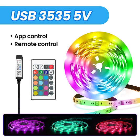 LED Strip Lights RGB ,5V 1M-30M,16 Million Colors, RGB , Led Strip Lighting Music Sync, Color Changing for Party Home