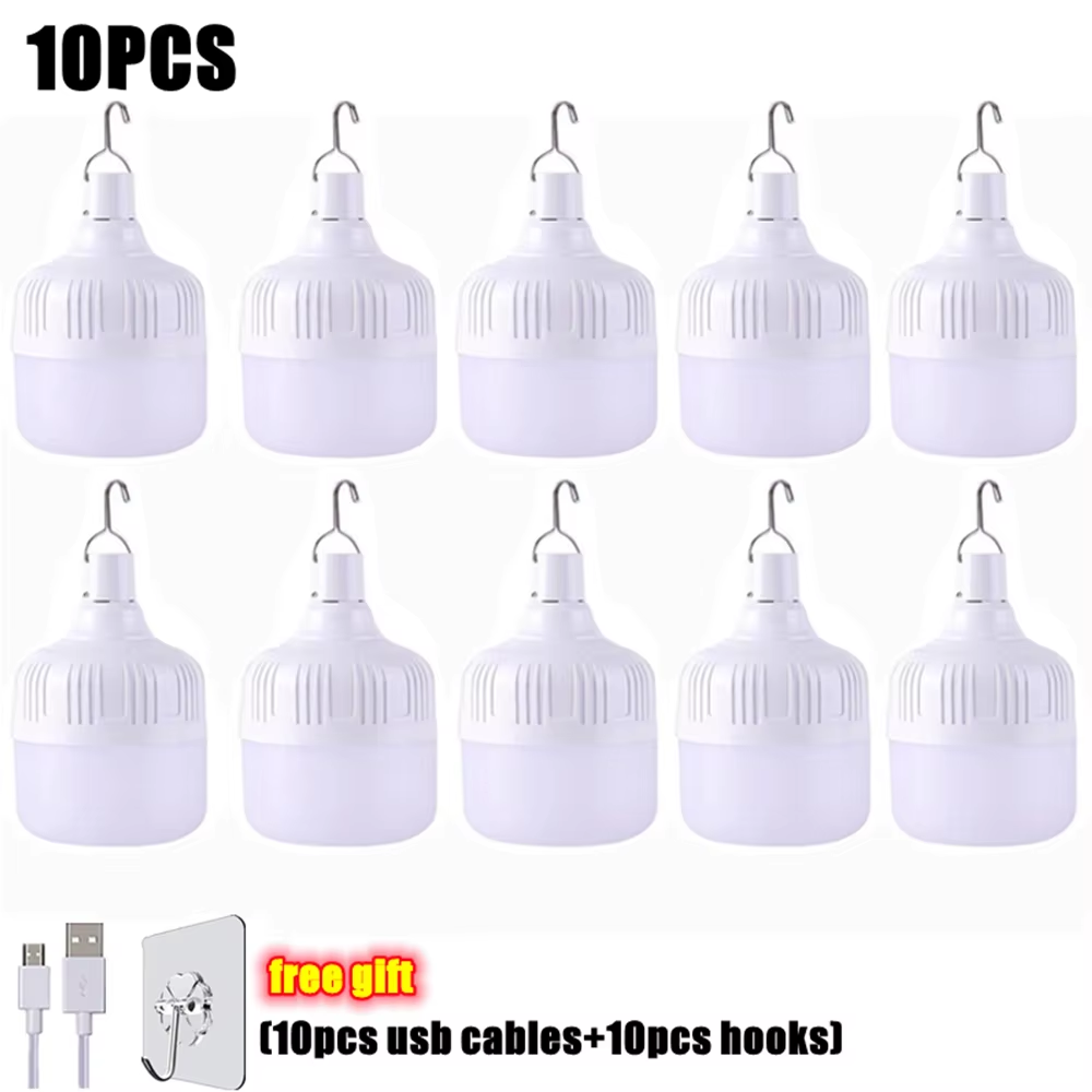 Portable Lanterns High Power USB Rechargeable LED Emergency Lights Hook Outdoor Camping Tents Lantern Lighting Flashlight Bulb