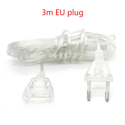3M 5M Power Extension Cord for EU / US Plug LED Holiday Light String Extension Standard Switch Cable Christmas Curtain Light