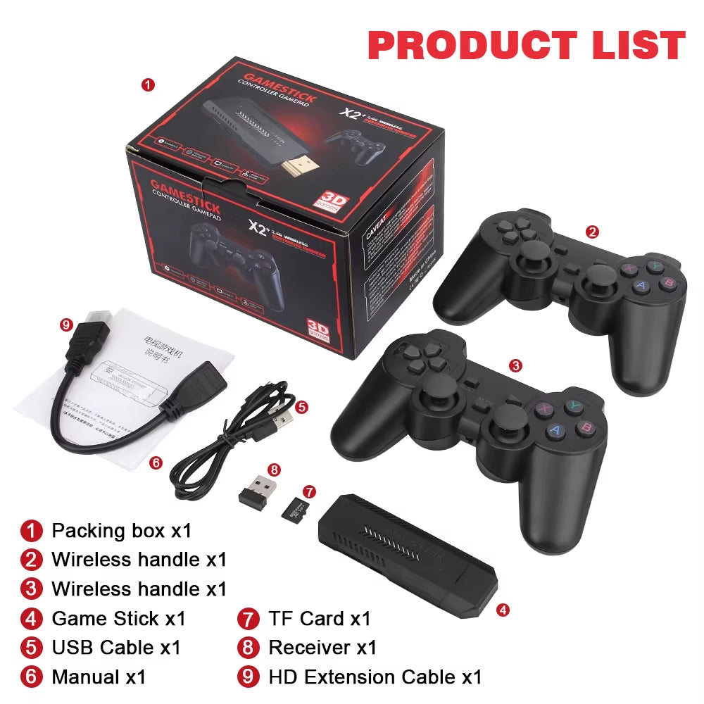 256G 58,000 Games GD10 plus Game Stick 4K HD Video Game Console 2.4G Double Wireless Controller Game Stick for N64/PSP/PS1/GBA