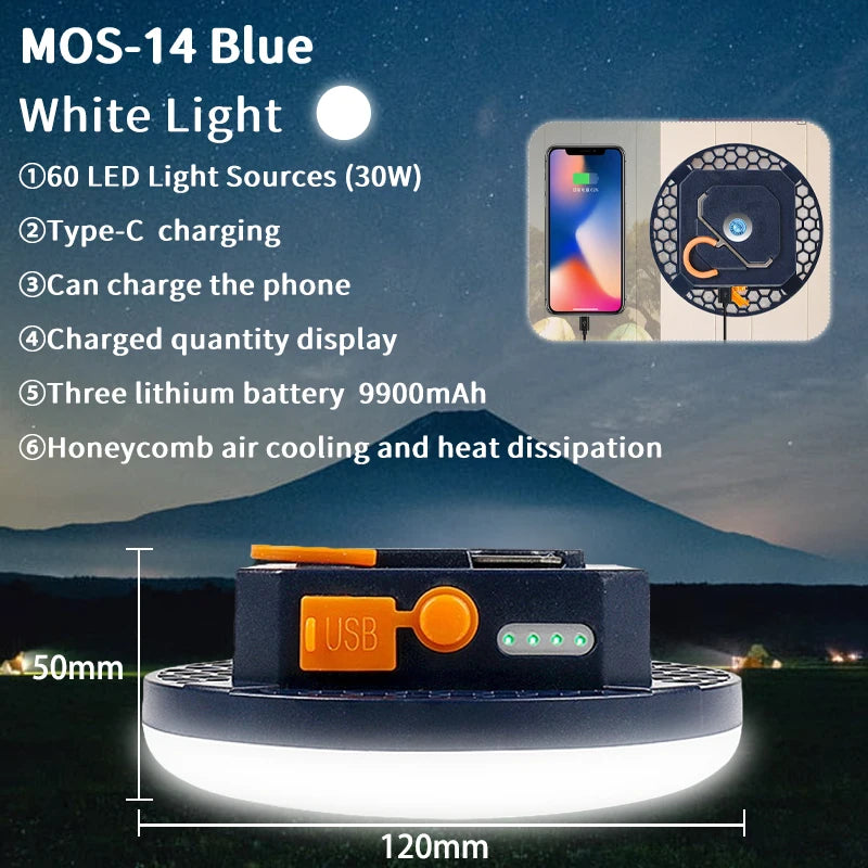 MOSLIGHTING 9900Mah Rechargeable Powerful Light Camping Lantern with Magnet Strong Light Portable Flashlight Tent Lamp Work LED