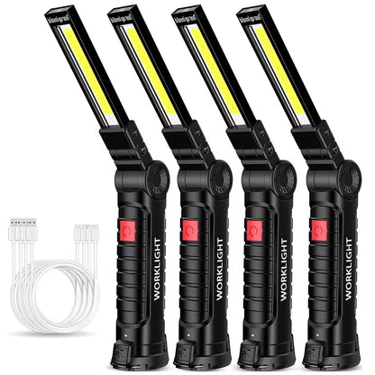 New Portable COB LED Flashlight USB Rechargeable Work Light Magnetic Lanterna Hanging Lamp with Built-In Battery Camping Torch