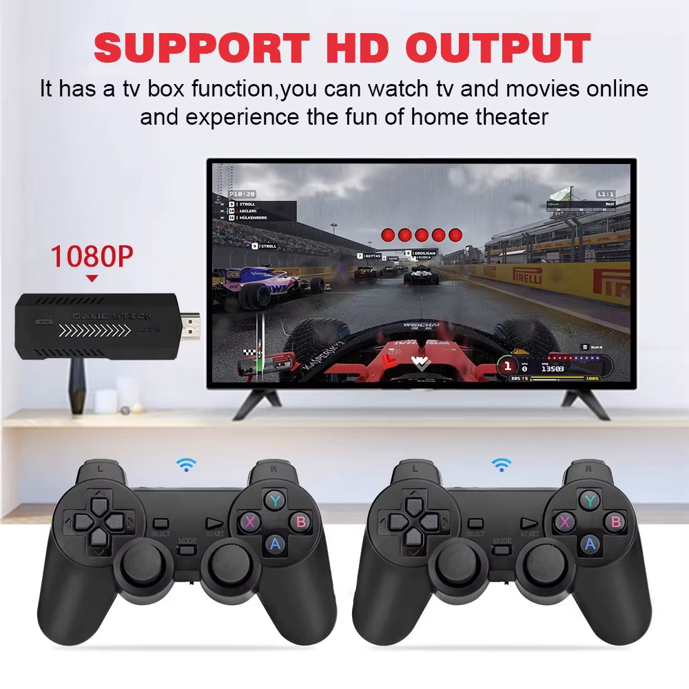 256G 58,000 Games GD10 plus Game Stick 4K HD Video Game Console 2.4G Double Wireless Controller Game Stick for N64/PSP/PS1/GBA