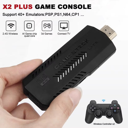 256G 58,000 Games GD10 plus Game Stick 4K HD Video Game Console 2.4G Double Wireless Controller Game Stick for N64/PSP/PS1/GBA