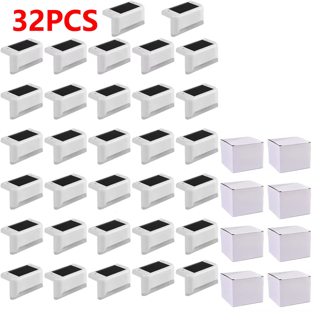 Warm White LED Solar Step Lamp Path Stair Outdoor Garden Lights Waterproof Balcony Light Decoration for Patio Stair Fence Light