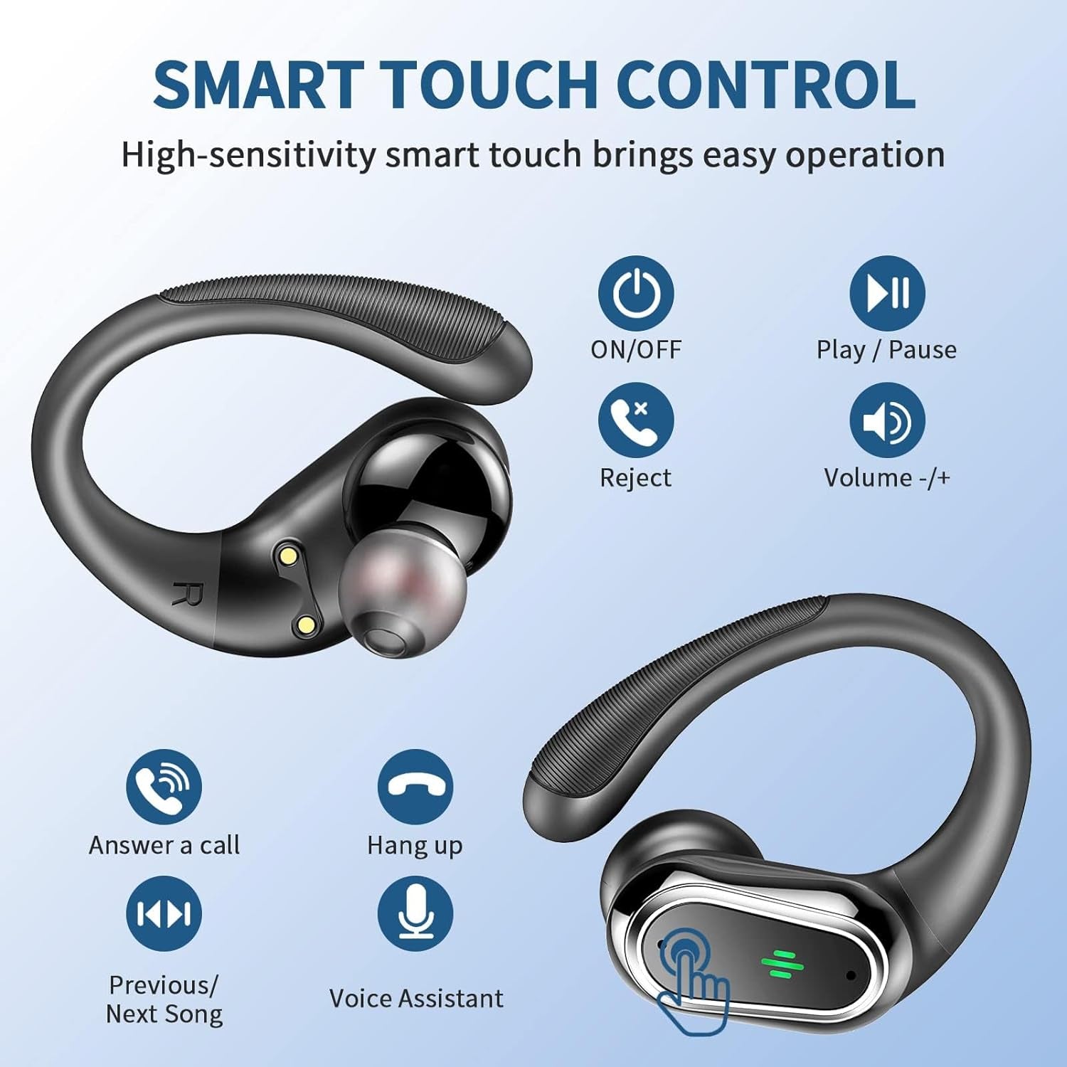 2025 Bluetooth 5.4 Wireless Earbuds - Sport-Ready, ENC Noise Cancelling Mic, 50H Playtime, IP7 Waterproof, Dual LED Display, Perfect for Workouts and Running