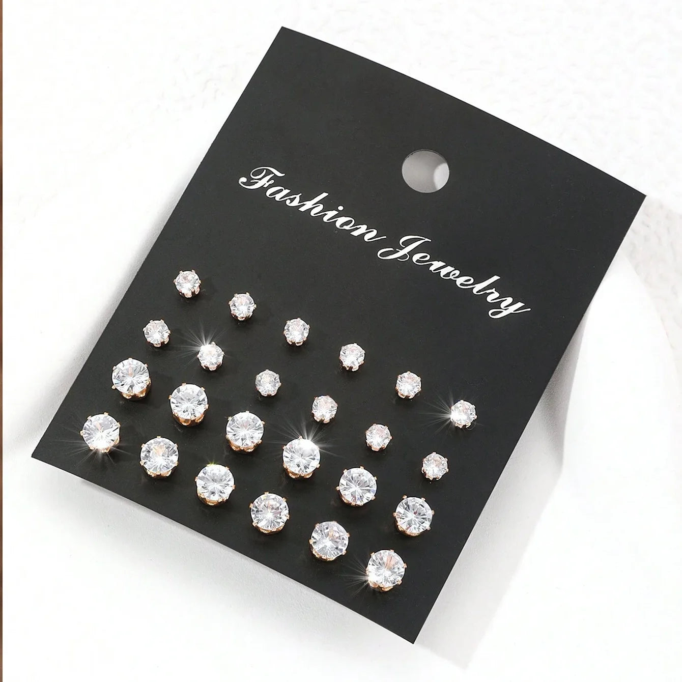 12 Pairs of Luxurious, Simple, Shiny, and Caring Zirconia Decorative Earrings Are Suitable for Gifts to Parties,And Couples