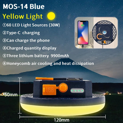 MOSLIGHTING 9900Mah Rechargeable Powerful Light Camping Lantern with Magnet Strong Light Portable Flashlight Tent Lamp Work LED